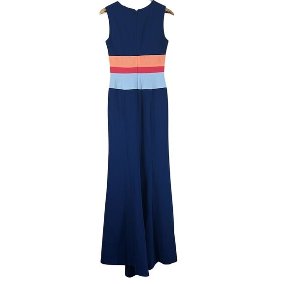 BCBGMaxAzria Lizette Maxi Dress Womens 4 Blue Colorblock Sleeveless Event Formal - Picture 5 of 7